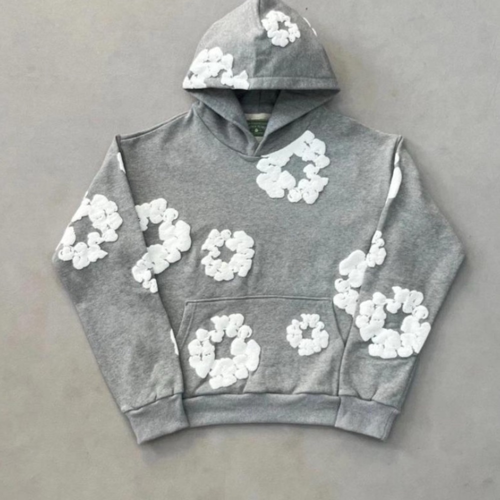 Gray Performance Jacket with White Floral Accents